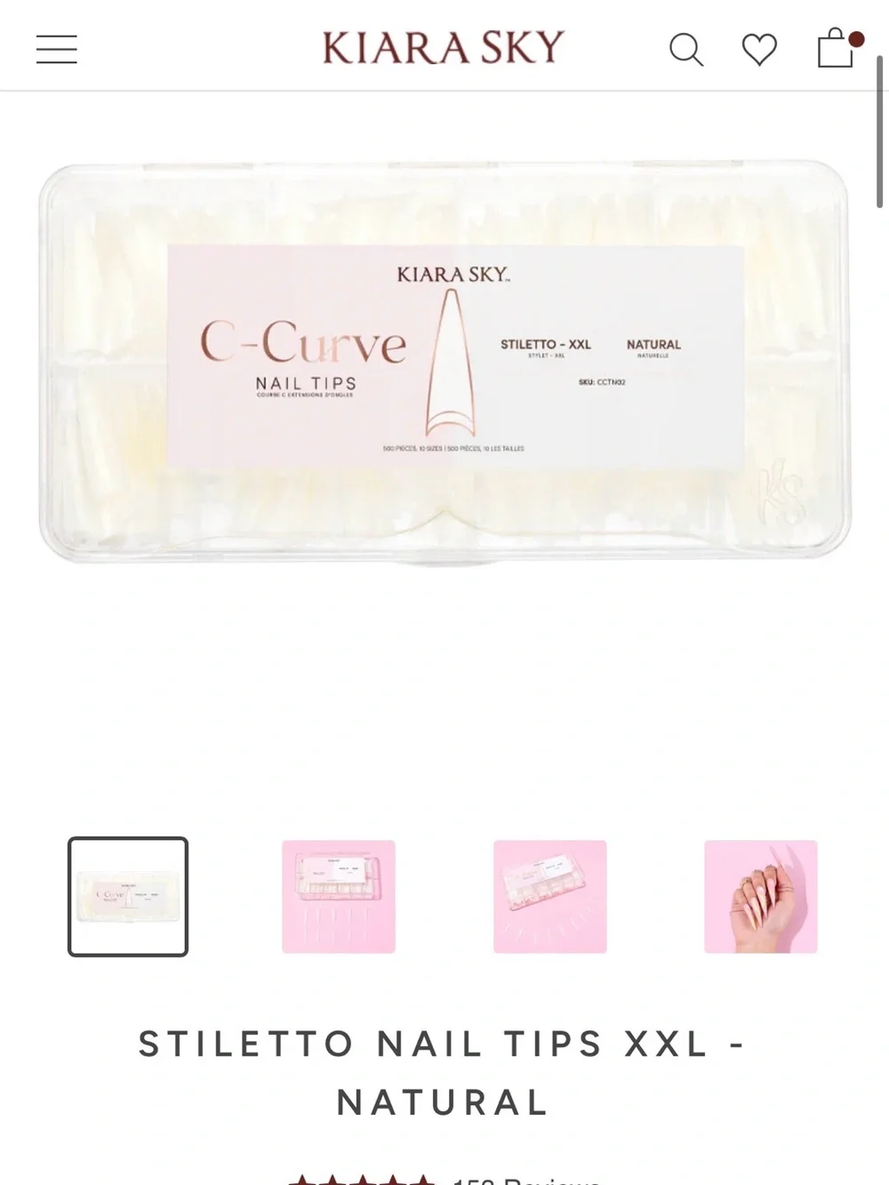 Kiara Sky Clear/White Stiletto-XXL Nail Tips Pack